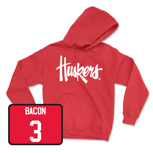 Red Softball Huskers Hoodie - Bella Bacon