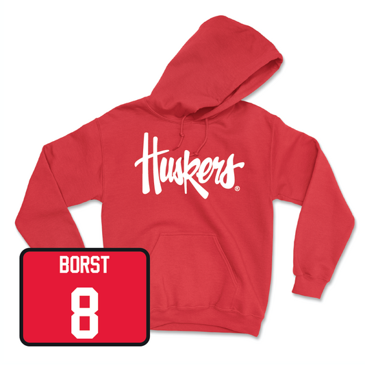 Red Baseball Huskers Hoodie - Evan Borst