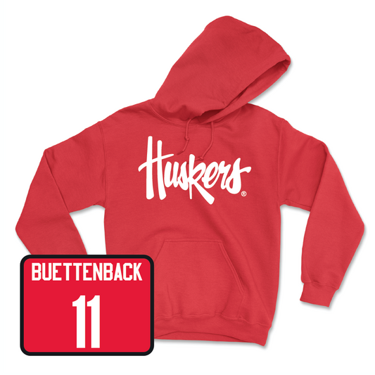 Red Baseball Huskers Hoodie - Max Buettenback