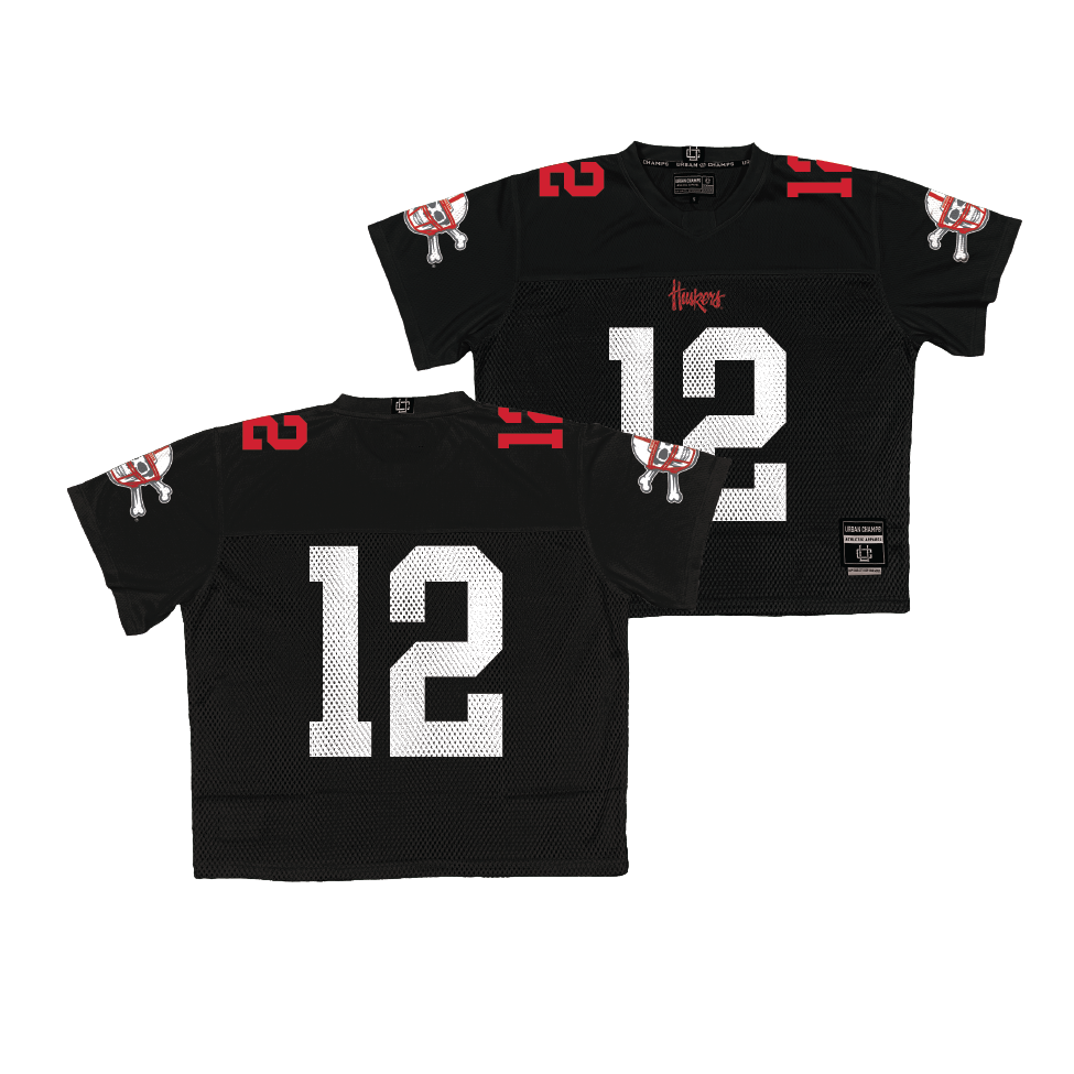 Nebraska Throwback Black Football Jersey - Janiran Bonner