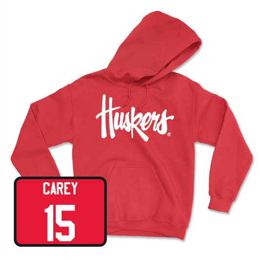 Red Baseball Huskers Hoodie - Dylan Carey