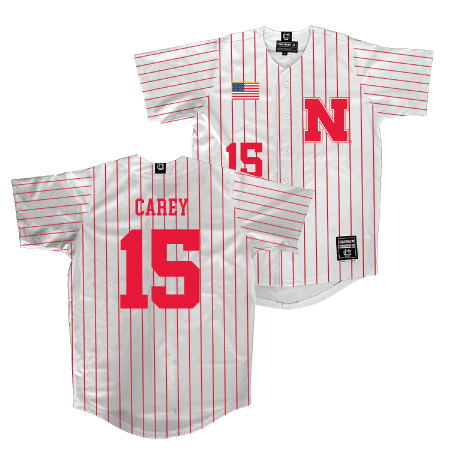 Nebraska Baseball White Jersey - Dylan Carey | #15