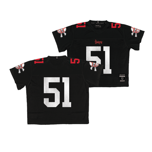 Nebraska Throwback Black Football Jersey - Justin Evans-Jenkins