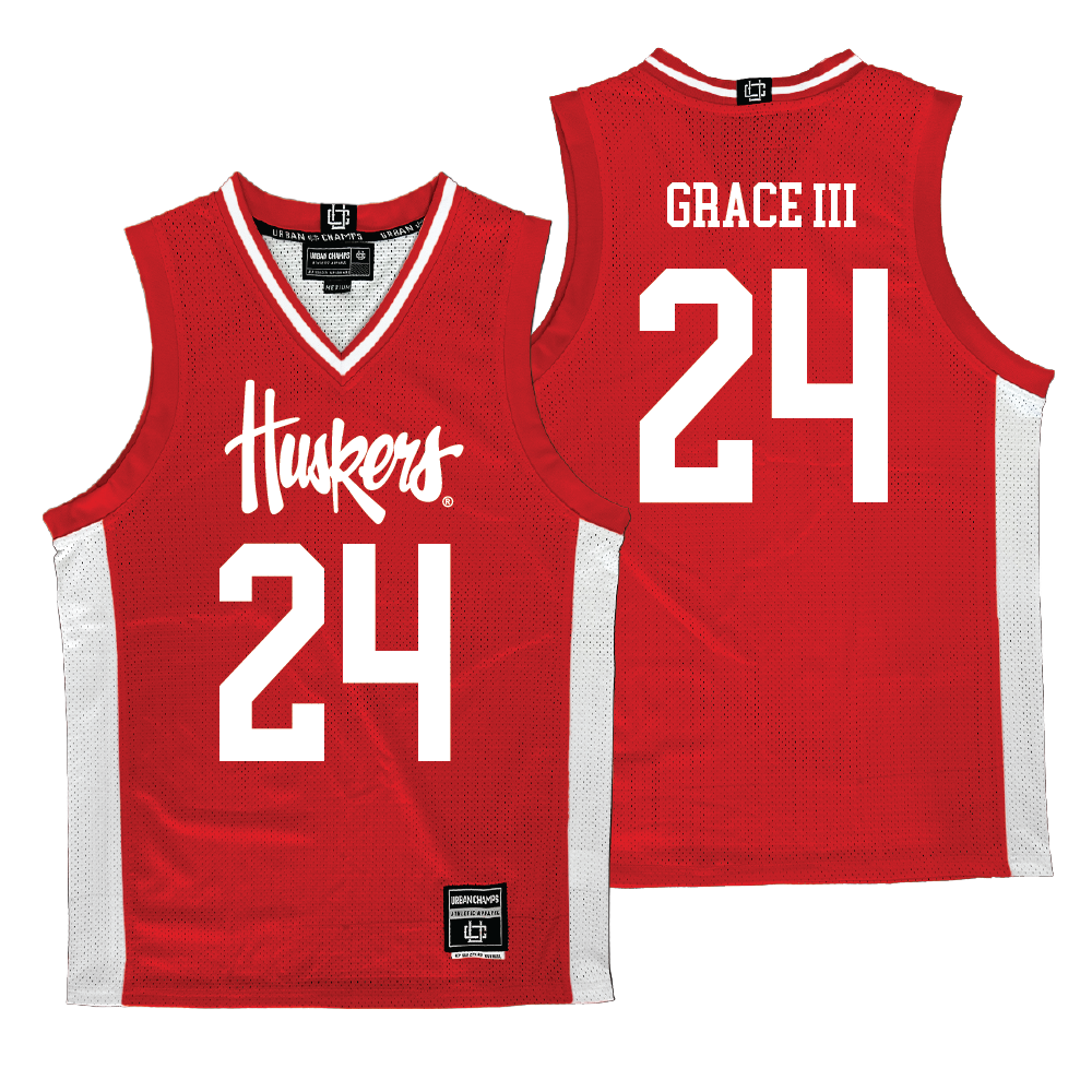Nebraska Men's Basketball Red Jersey - Jeffrey Grace III | #24