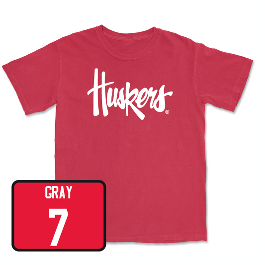 Red Softball Huskers Tee  - Sydney Gray