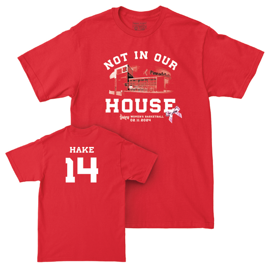 Women's Basketball Not In Our House Red Tee - Callin Hake | #14