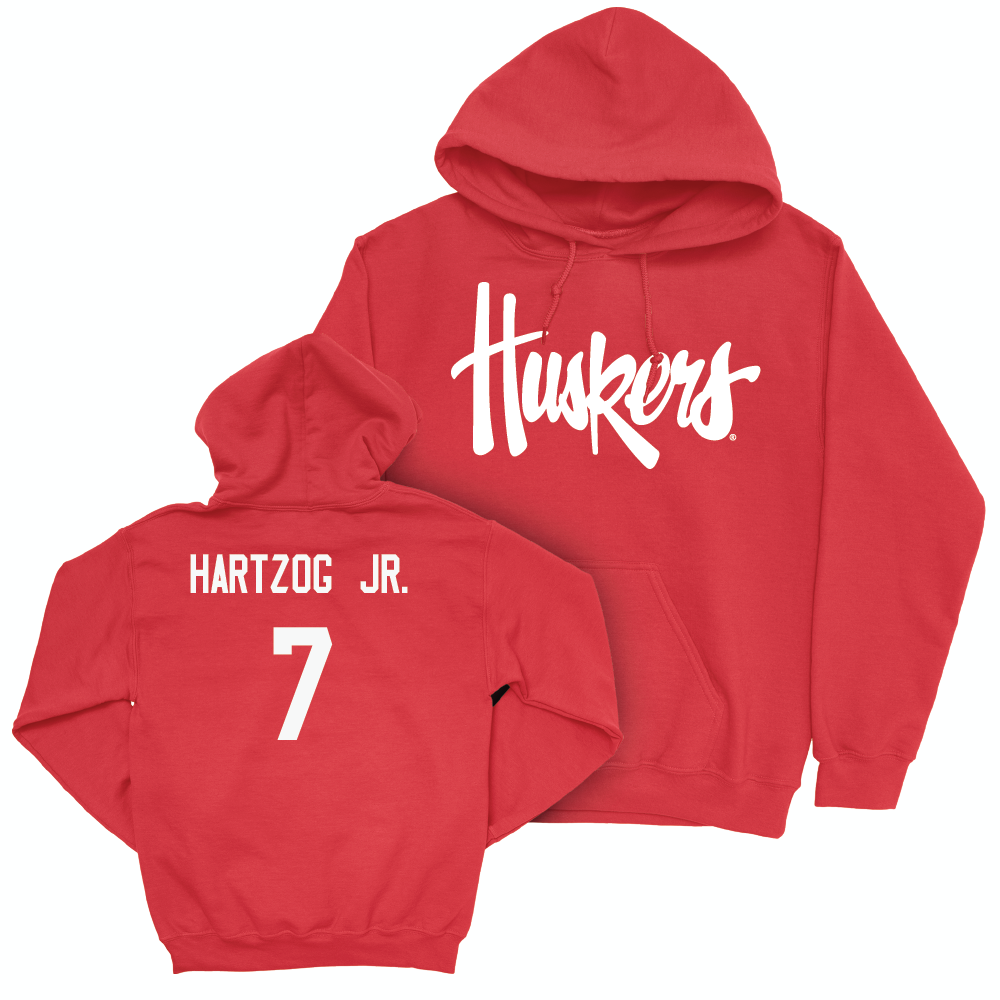 Red Football Huskers Hoodie - Malcolm Hartzog Jr | #7