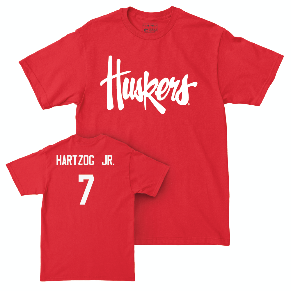 Red Football Huskers Tee - Malcolm Hartzog Jr | #7