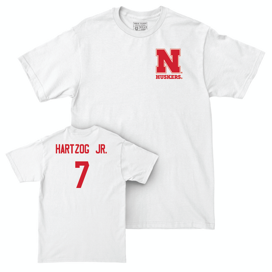 Football White Comfort Colors Tee - Malcolm Hartzog Jr | #7