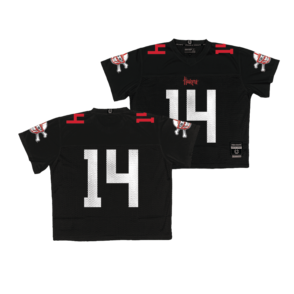 Nebraska Throwback Black Football Jersey - Emmett Johnson