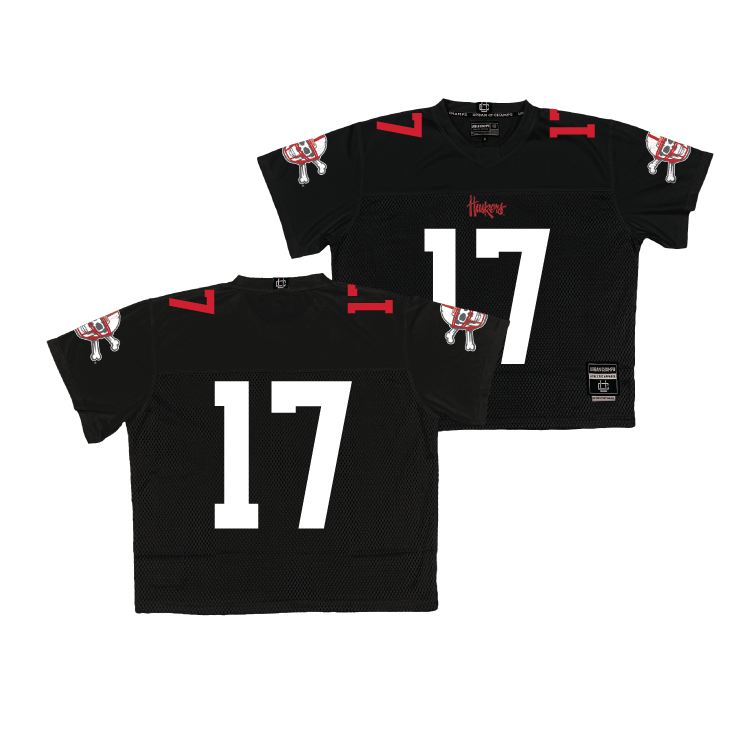 Nebraska Throwback Black Football Jersey - Luke Longval