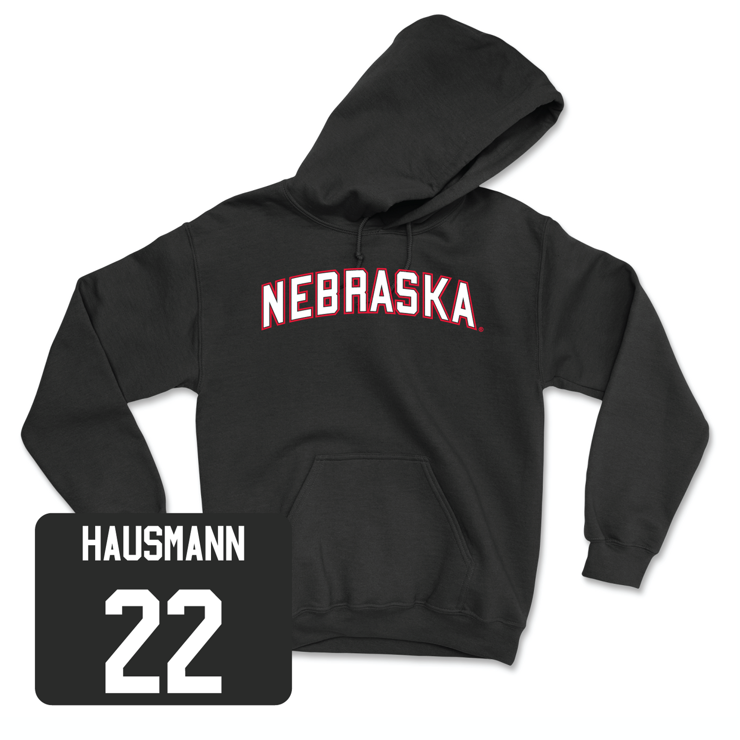 Black Football Nebraska Hoodie 3 Small / Ashton Hausmann | #22