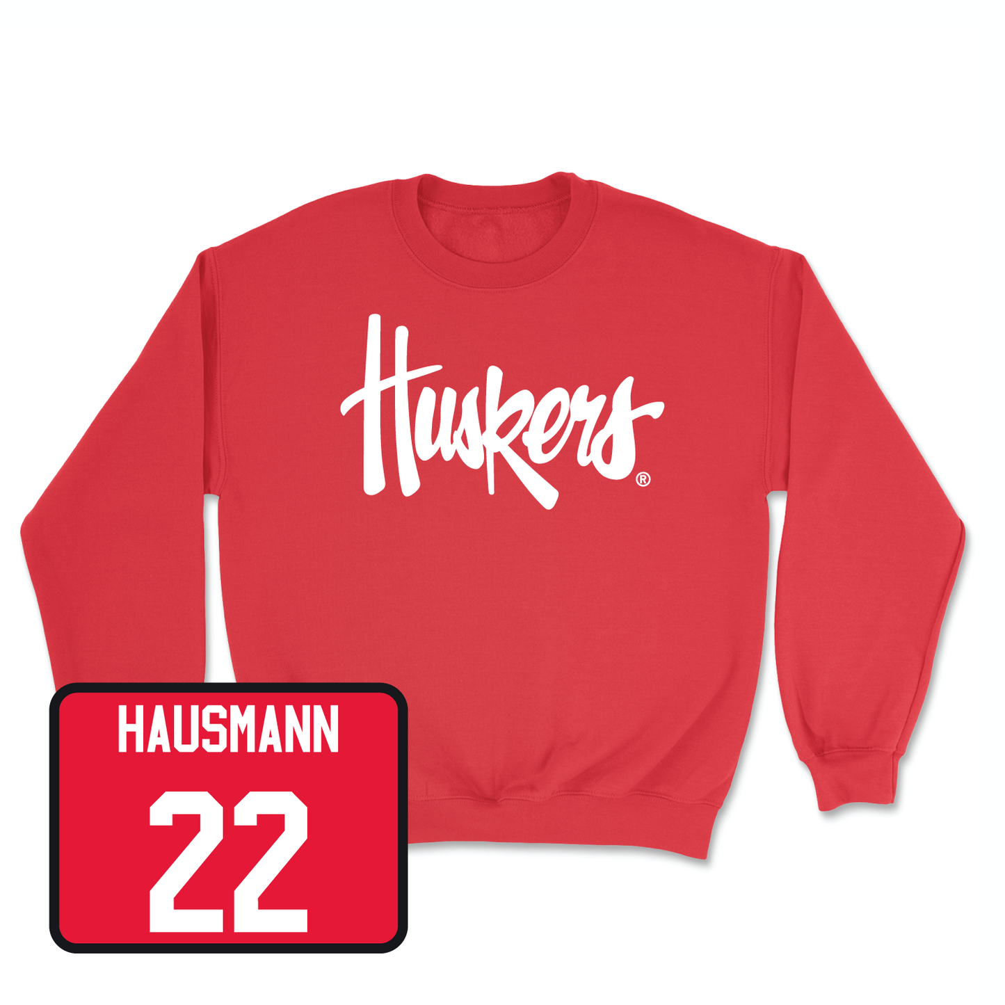 Red Football Huskers Crew 3 Youth Large / Ashton Hausmann | #22