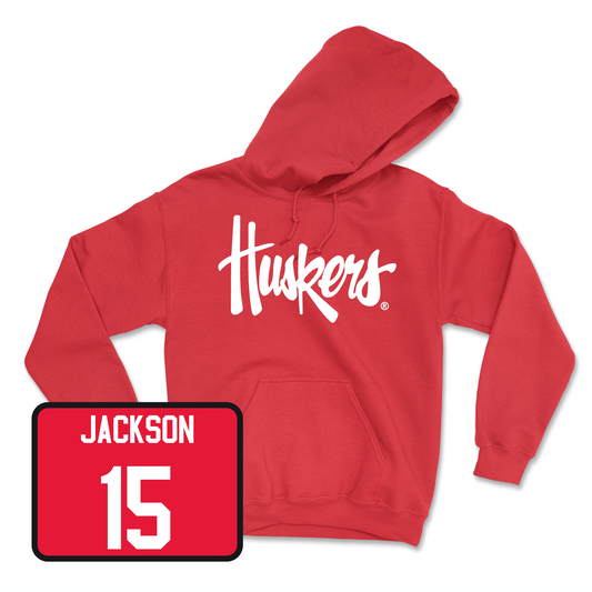 Red Women's Volleyball Huskers Hoodie Youth Small / Andi Jackson | #15