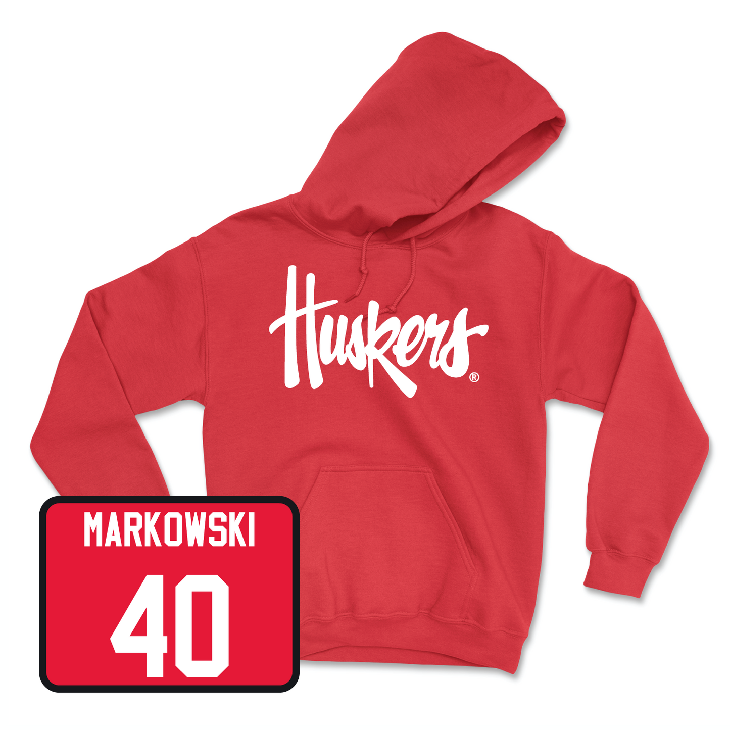 Red Women's Basketball Huskers Hoodie Small / Alexis Markowski | #40