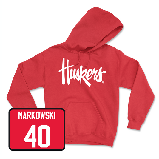 Red Women's Basketball Huskers Hoodie Youth Small / Alexis Markowski | #40