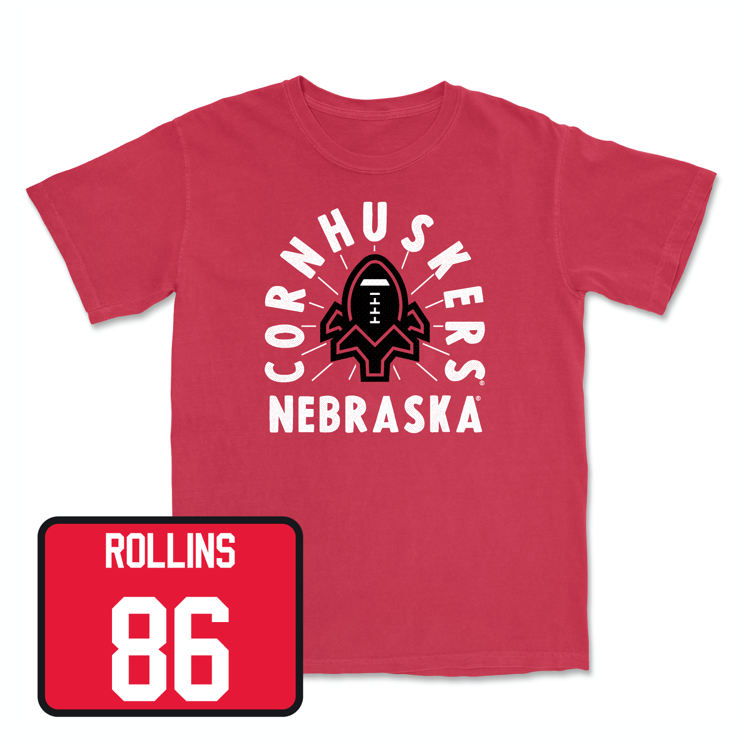 Red Football Cornhuskers Tee Small / Aj Rollins | #86
