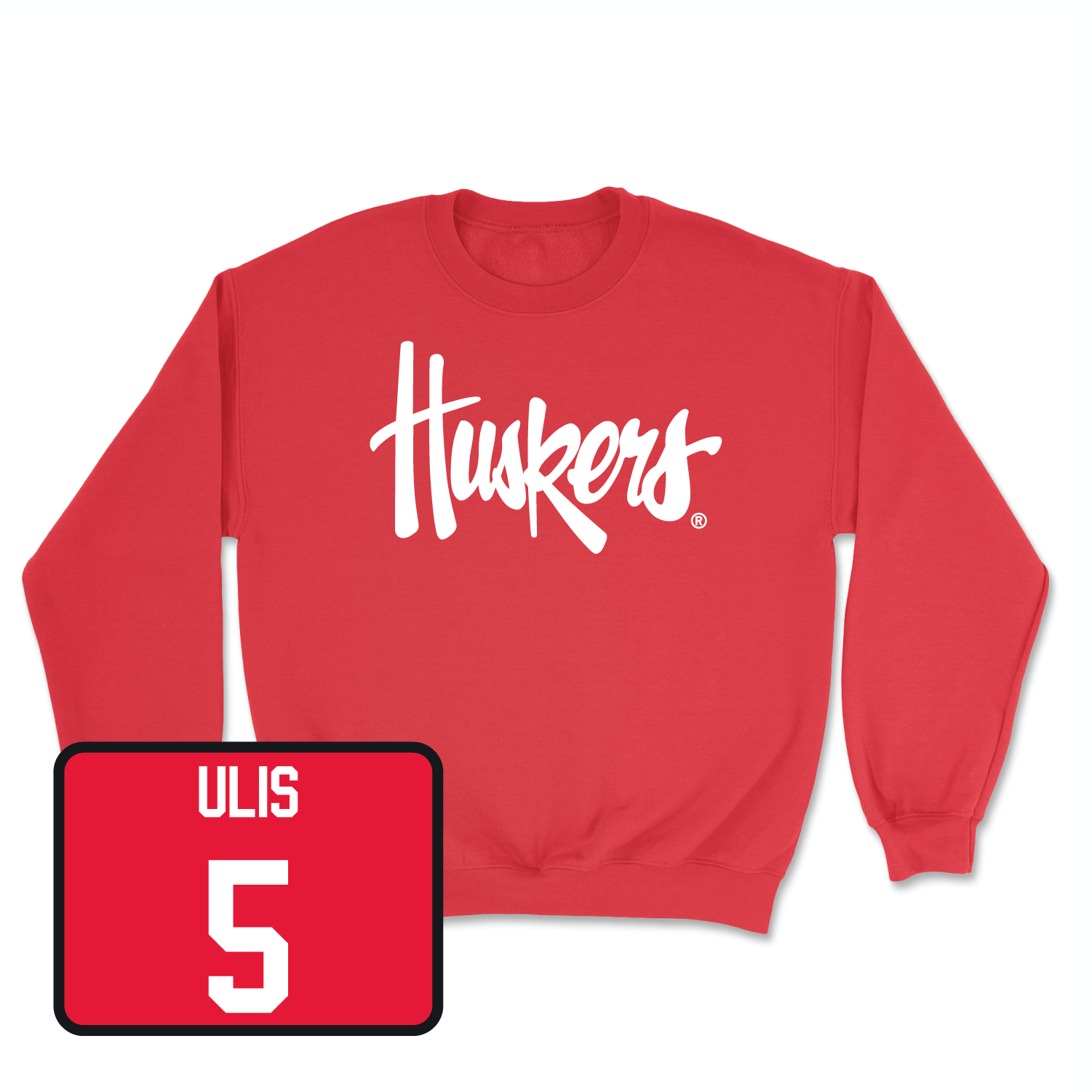 Red Men's Basketball Huskers Crew Large / Ahron Ulis | #5
