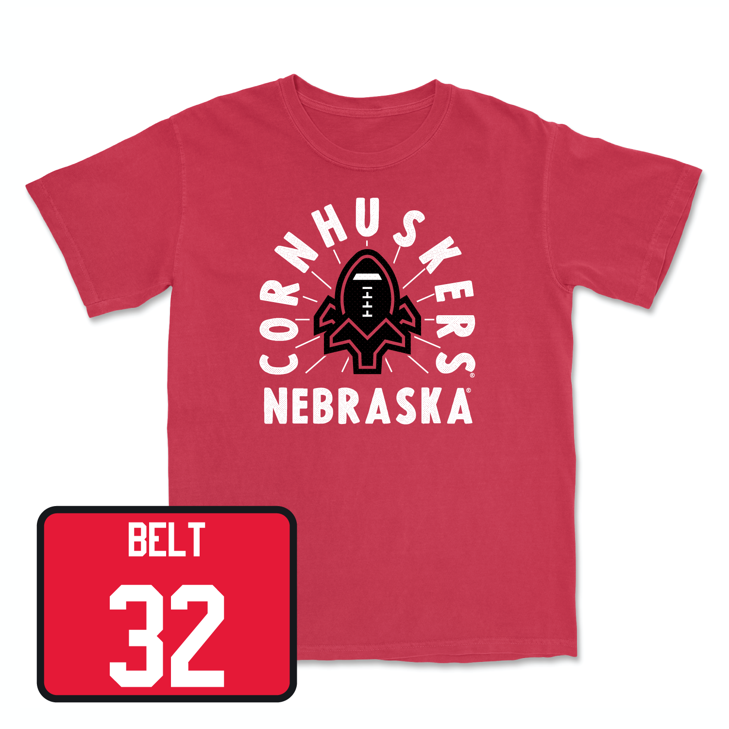 Red Football Cornhuskers Tee 4 2X-Large / Brody Belt | #32