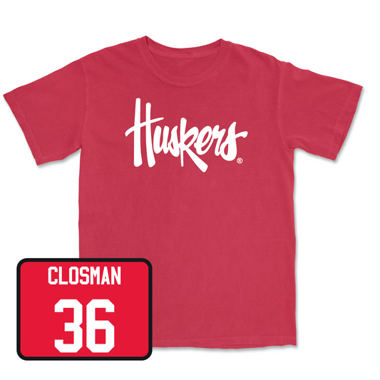Red Football Huskers Tee 4 Youth Small / Blake Closman | #36