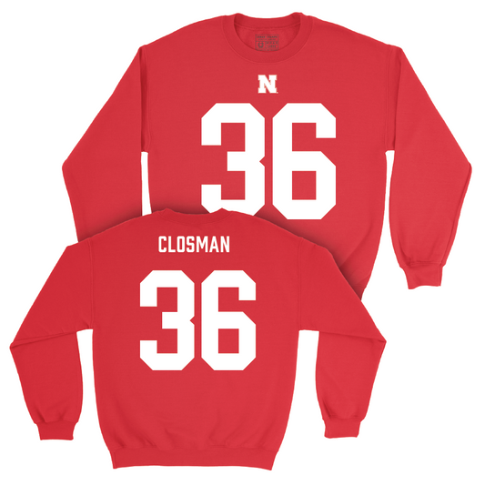 Nebraska Football Red Shirsey Crew - Blake Closman | #36 Youth Small