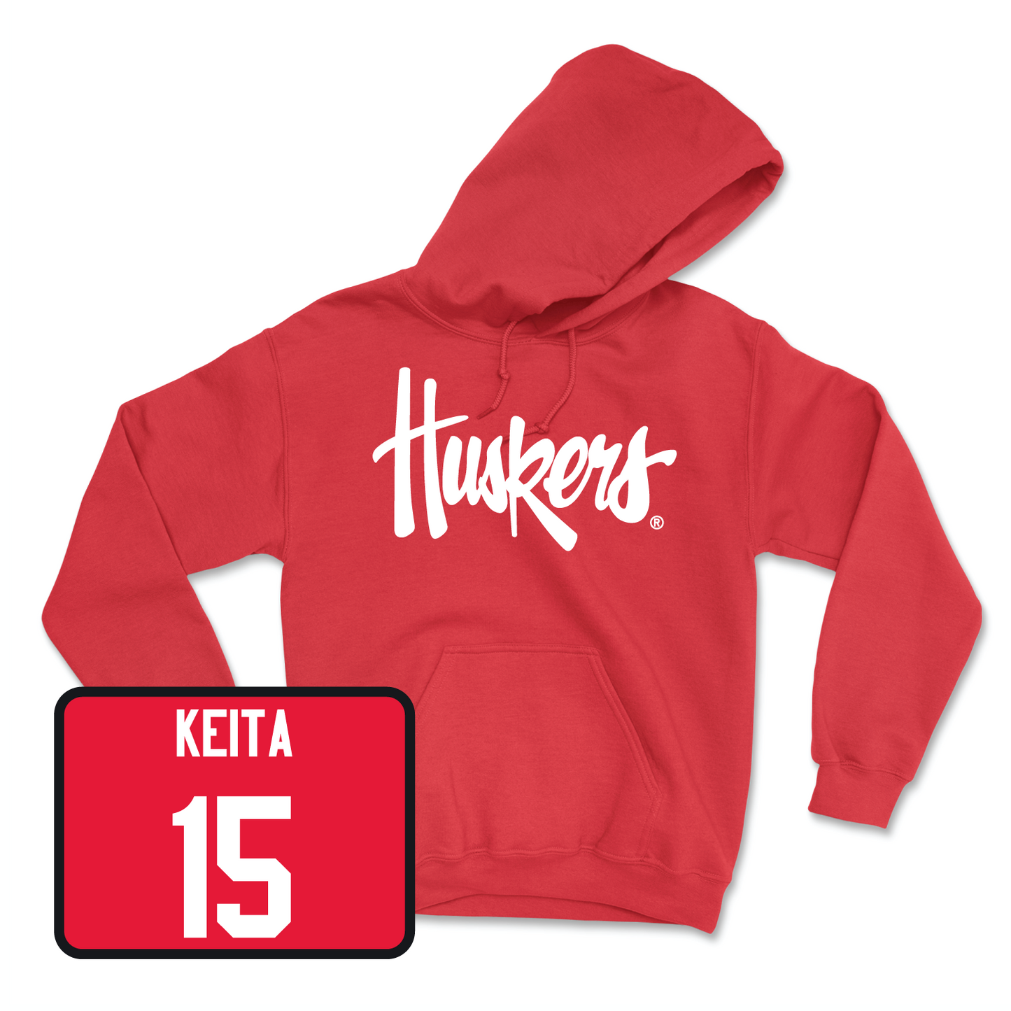 Red Men's Basketball Huskers Hoodie Small / Blaise Keita | #15
