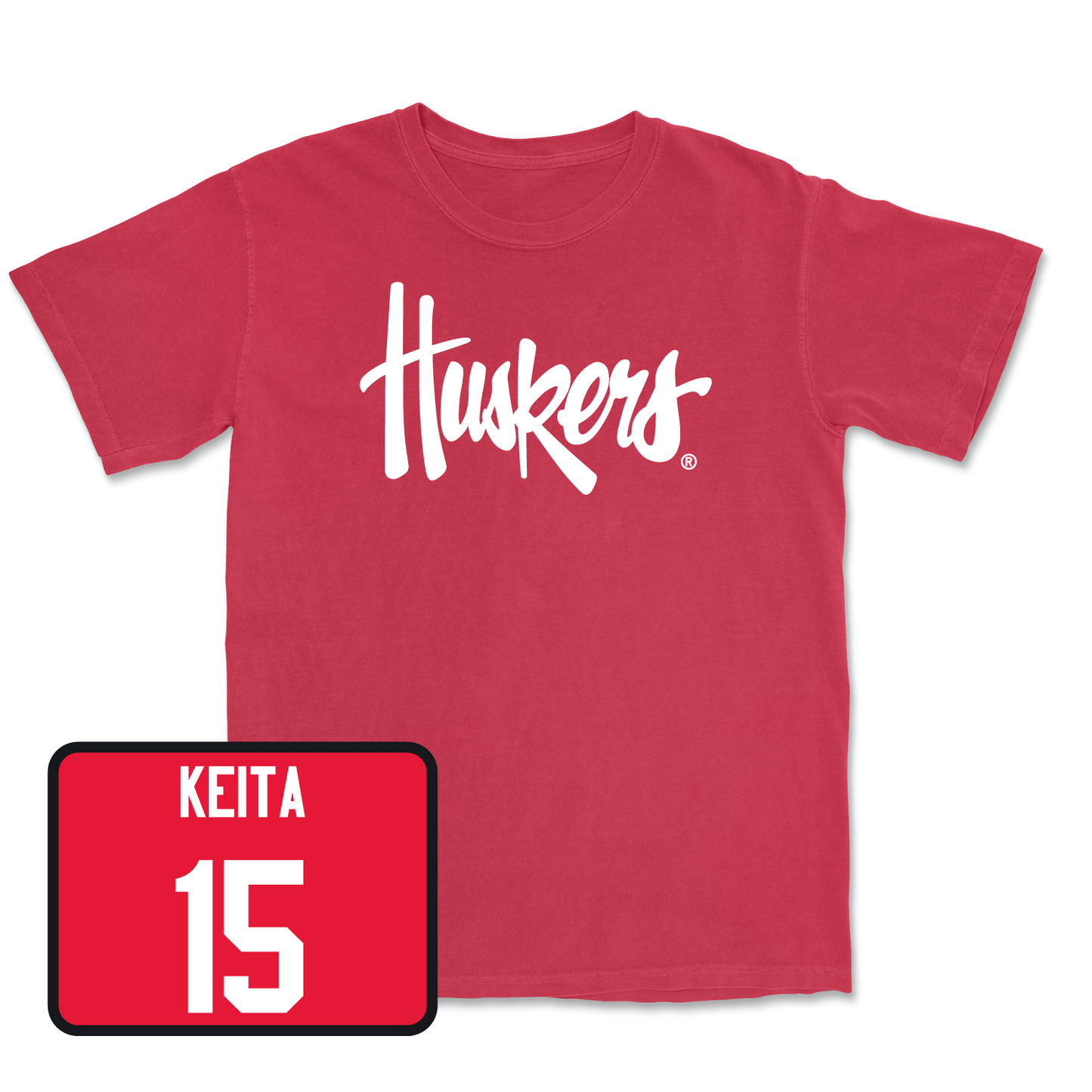 Red Men's Basketball Huskers Tee Youth Large / Blaise Keita | #15