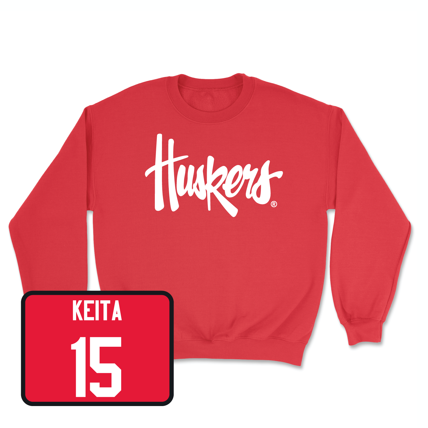 Red Men's Basketball Huskers Crew Youth Large / Blaise Keita | #15