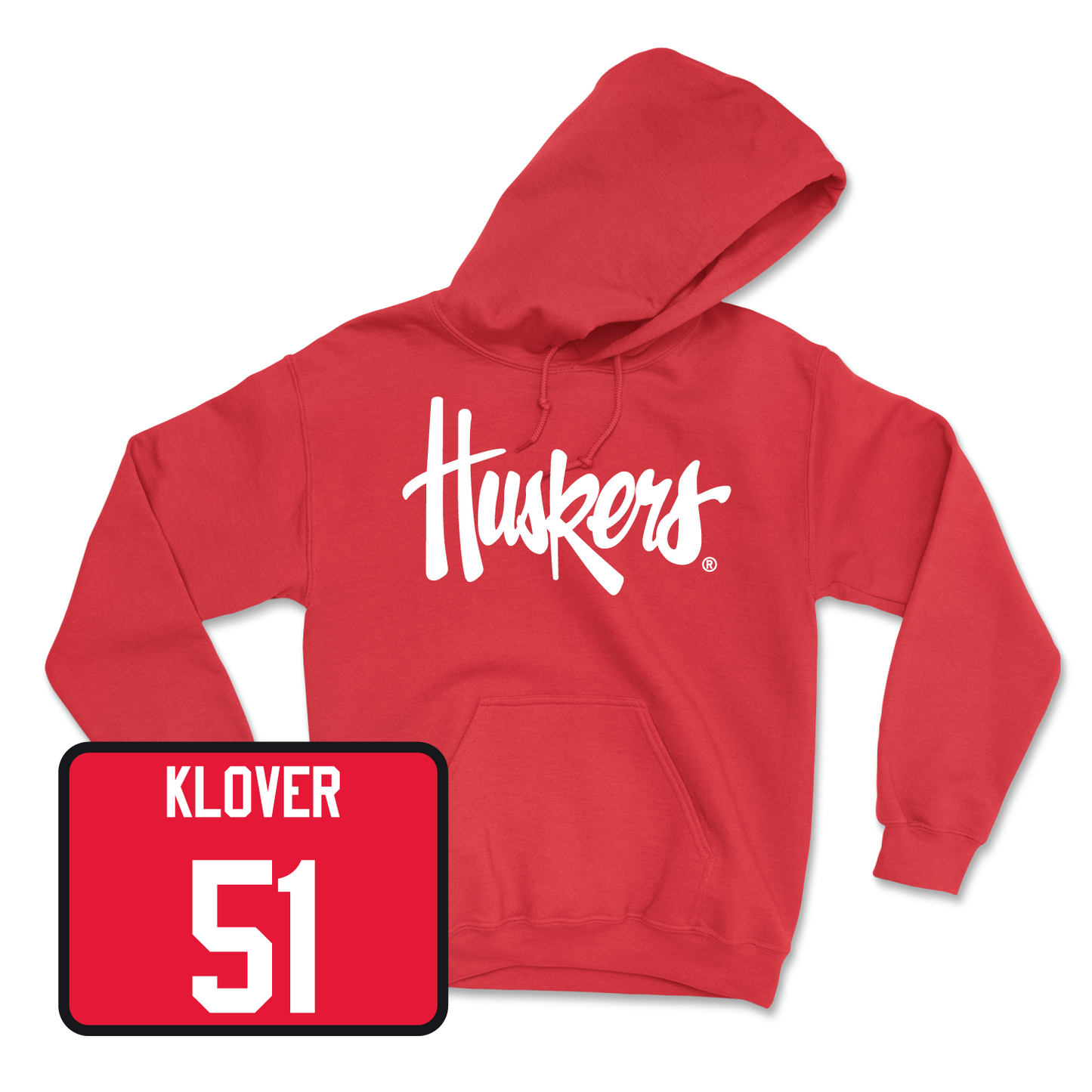 Red Football Huskers Hoodie 6 Small / Braden Klover | #51