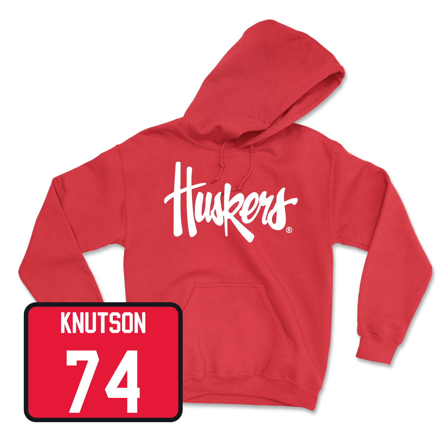 Red Football Huskers Hoodie 11 Youth Large / Brock Knutson | #74