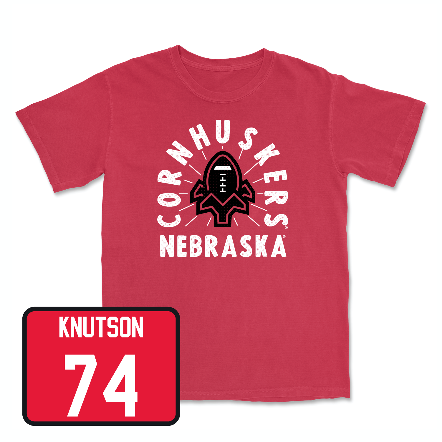 Red Football Cornhuskers Tee 4X-Large / Brock Knutson | #74
