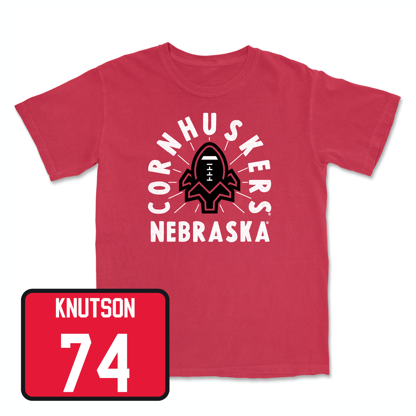 Red Football Cornhuskers Tee Youth Large / Brock Knutson | #74