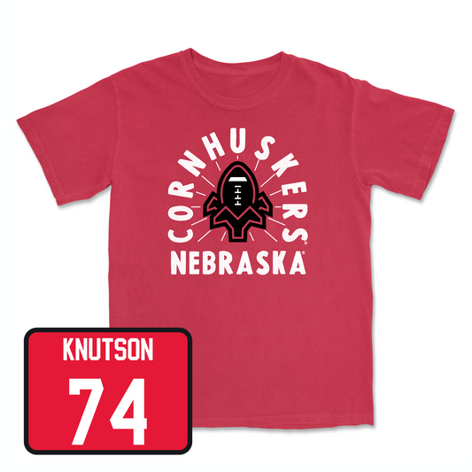 Red Football Cornhuskers Tee Youth Small / Brock Knutson | #74