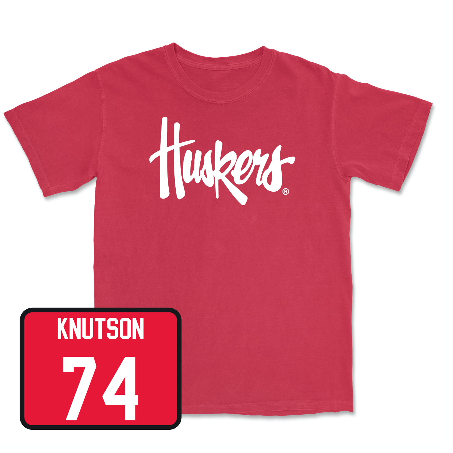 Red Football Huskers Tee Youth Large / Brock Knutson | #74