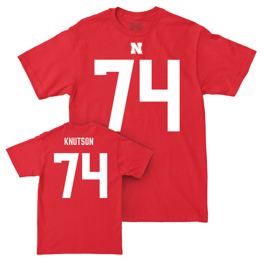 Nebraska Football Red Shirsey Tee - Brock Knutson | #74 Youth Small