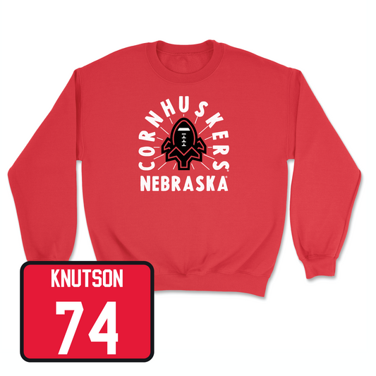 Red Football Cornhuskers Crew Youth Small / Brock Knutson | #74
