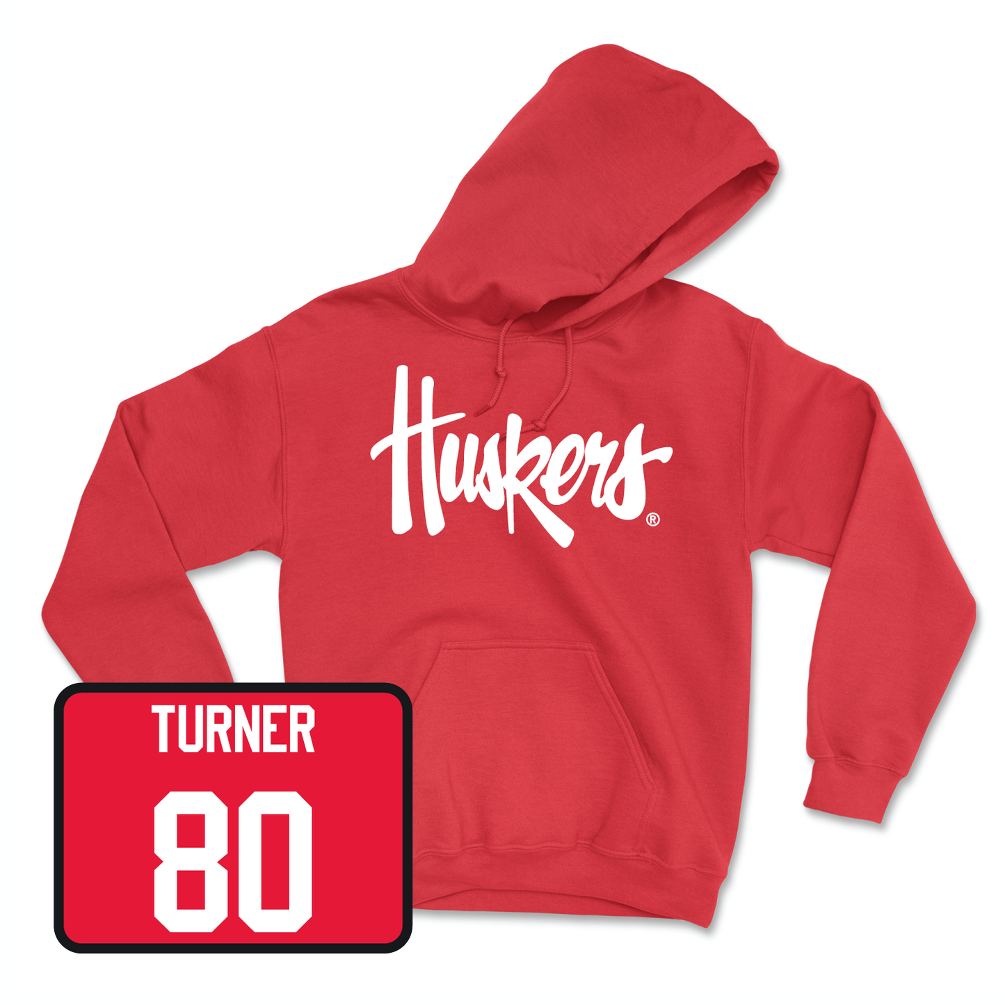 Red Football Huskers Hoodie 10 Youth Large / Brice Turner | #80