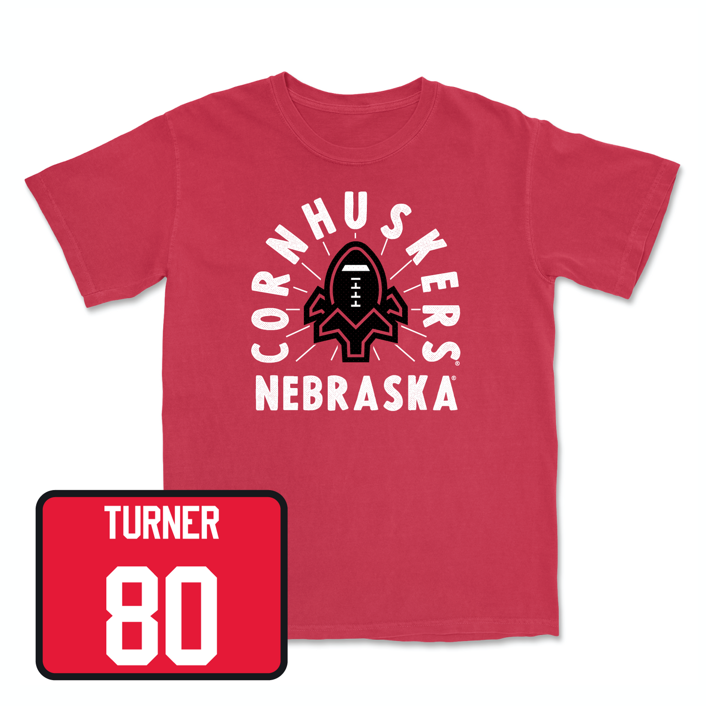 Red Football Cornhuskers Tee Small / Brice Turner | #80