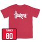 Red Football Huskers Tee Small / Brice Turner | #80