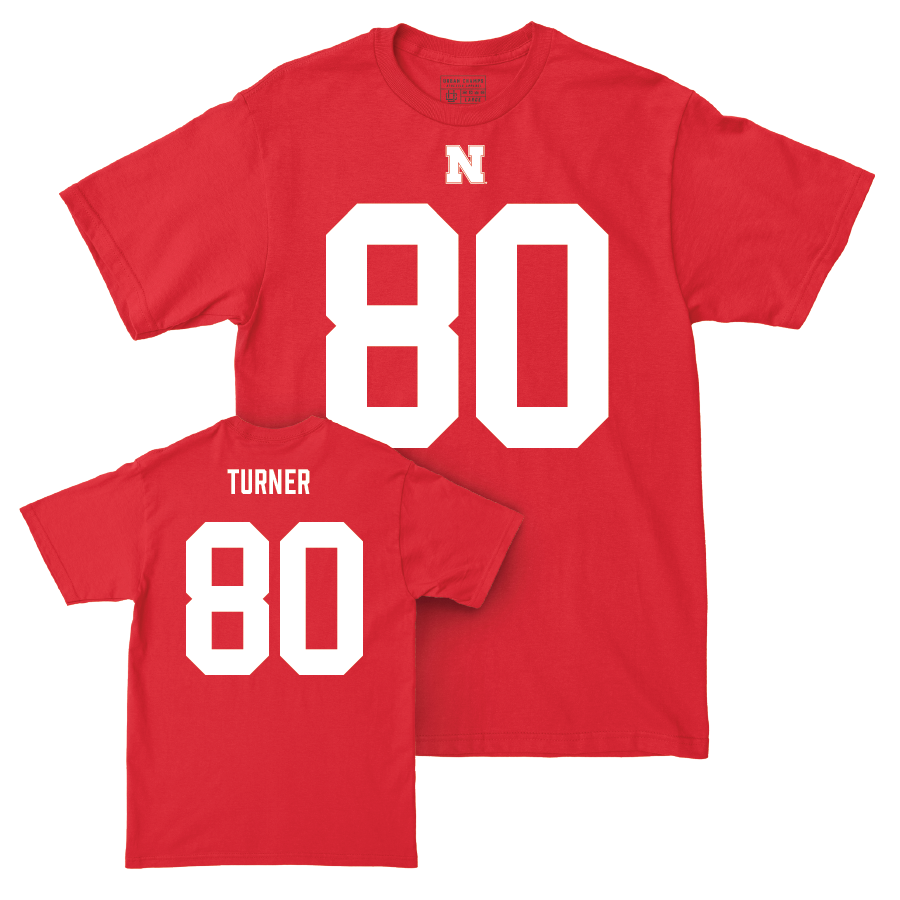 Nebraska Football Red Shirsey Tee - Brice Turner | #80 Youth Small