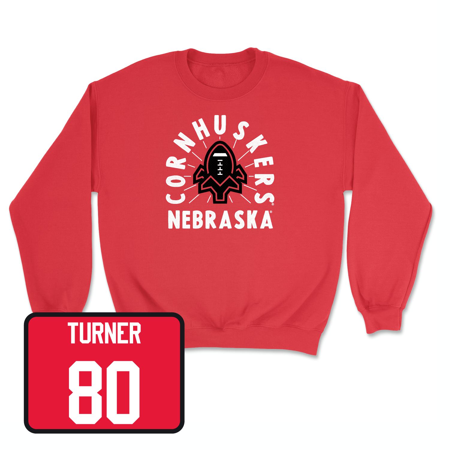 Red Football Cornhuskers Crew Small / Brice Turner | #80