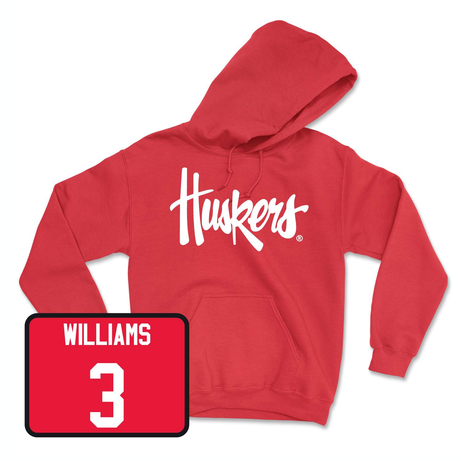 Red Men's Basketball Huskers Hoodie Medium / Brice Williams | #3