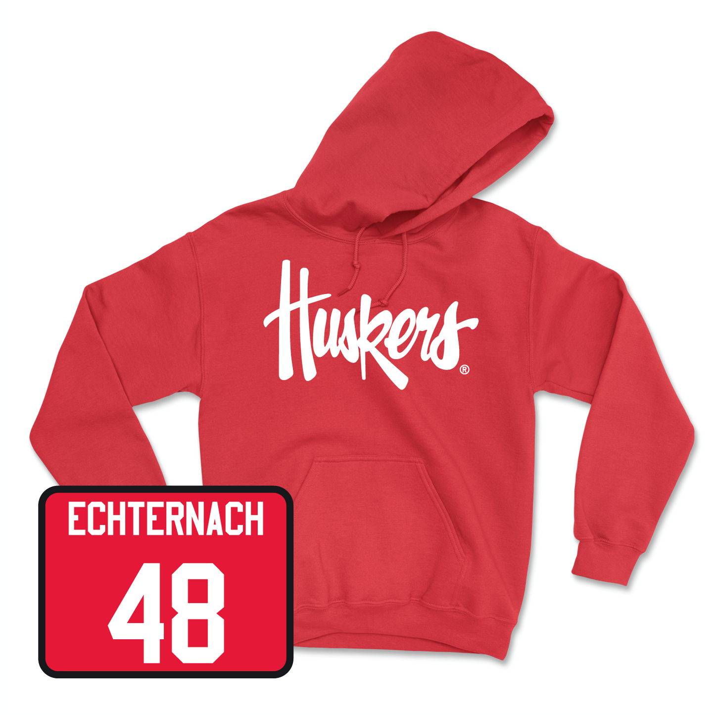 Red Football Huskers Hoodie Youth Large / Cayden Echternach | #48