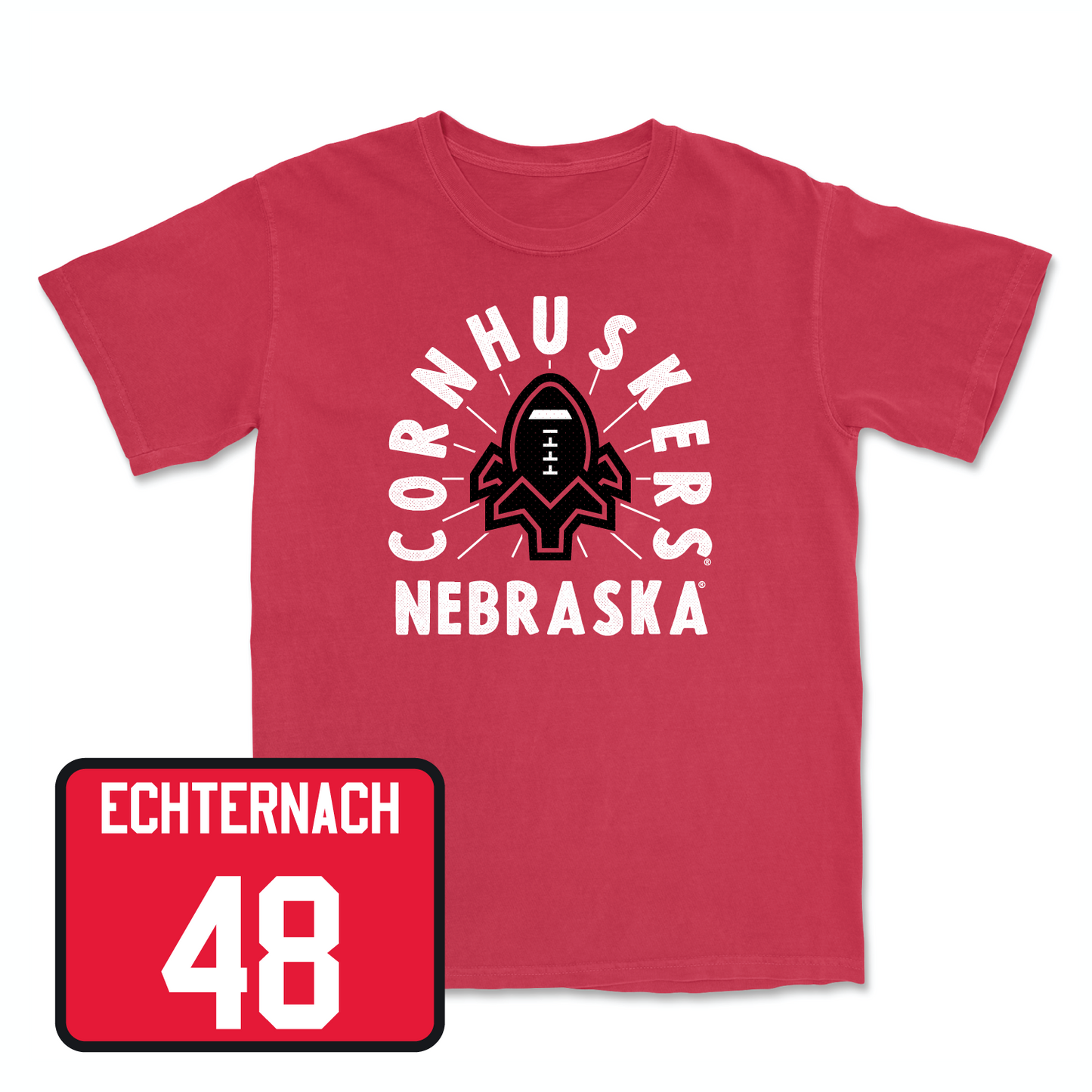 Red Football Cornhuskers Tee Youth Large / Cayden Echternach | #48