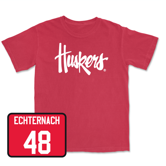 Red Football Huskers Tee Youth Small / Cayden Echternach | #48