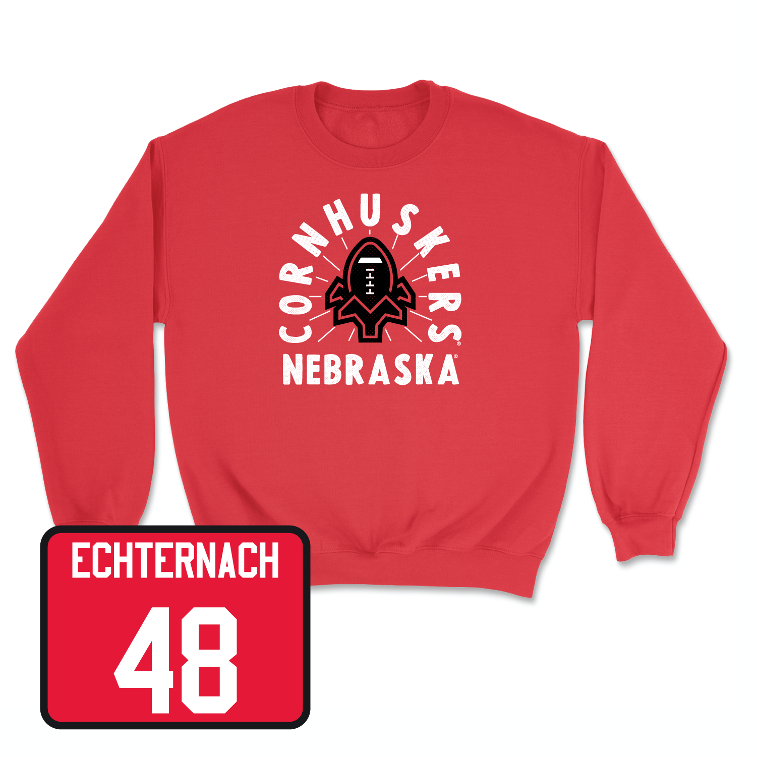 Red Football Cornhuskers Crew Youth Large / Cayden Echternach | #48