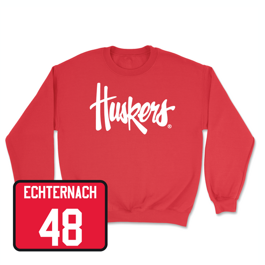 Red Football Huskers Crew Youth Small / Cayden Echternach | #48