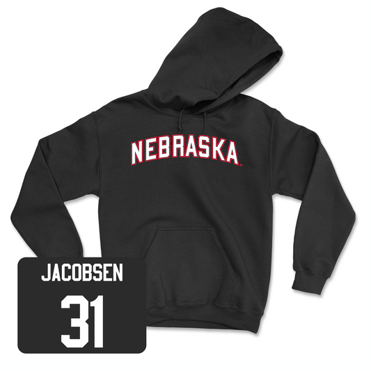 Black Men's Basketball Nebraska Hoodie Youth Small / Cale Jacobsen | #31