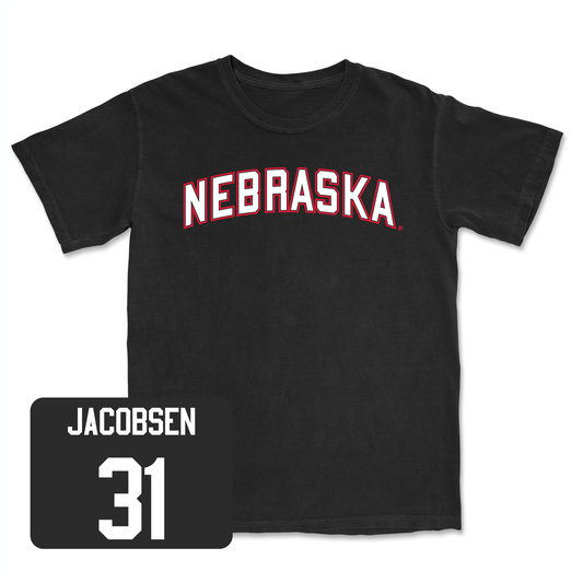 Black Men's Basketball Nebraska Tee Youth Small / Cale Jacobsen | #31
