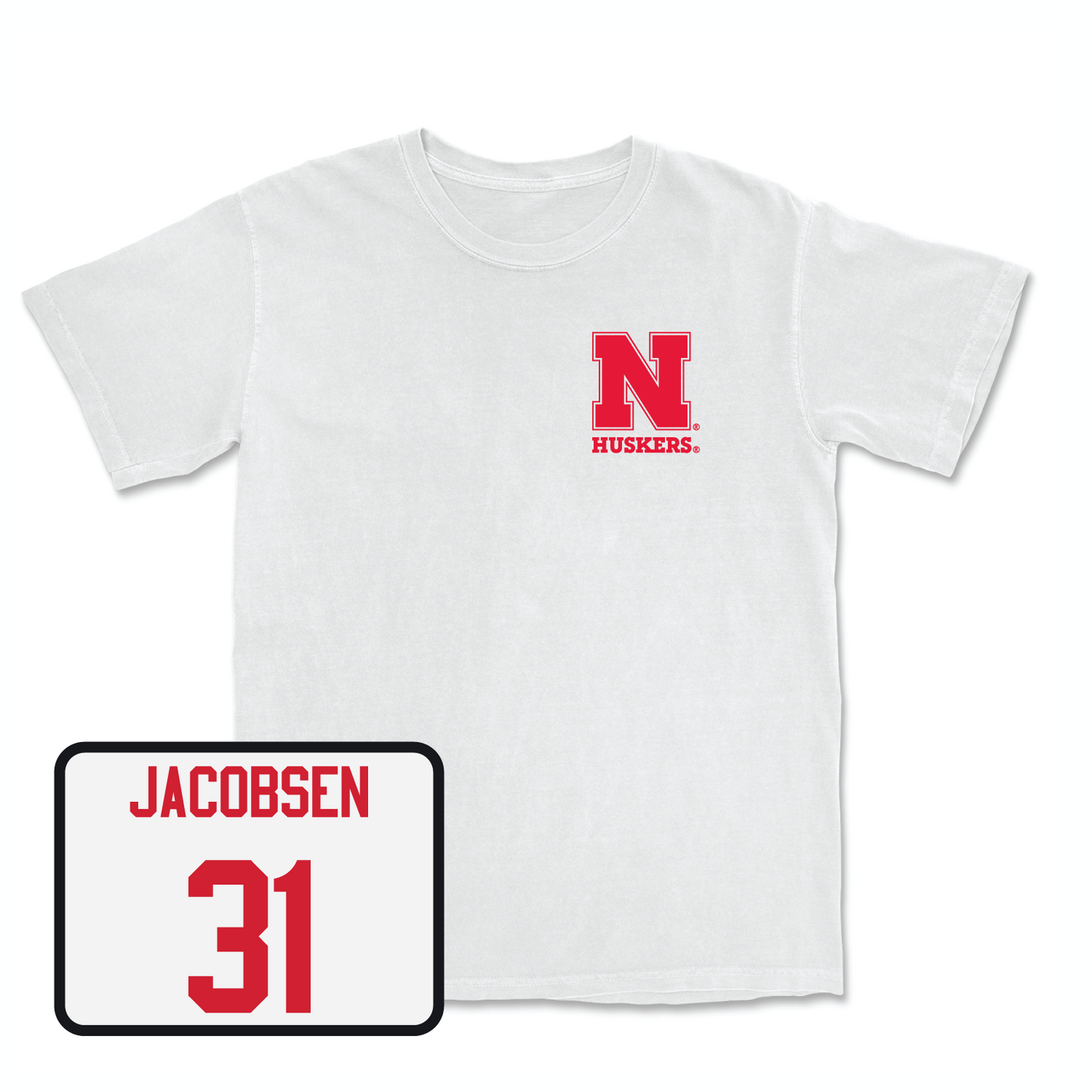 White Men's Basketball Comfort Colors Tee Small / Cale Jacobsen | #31